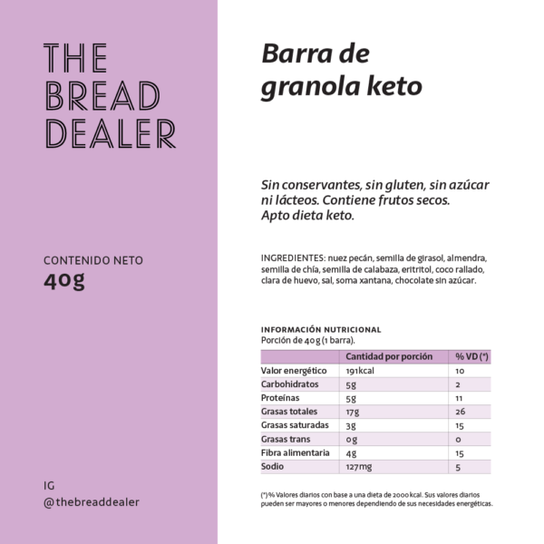 Barra keto de granola (paq. 2 unidades) - Image 2