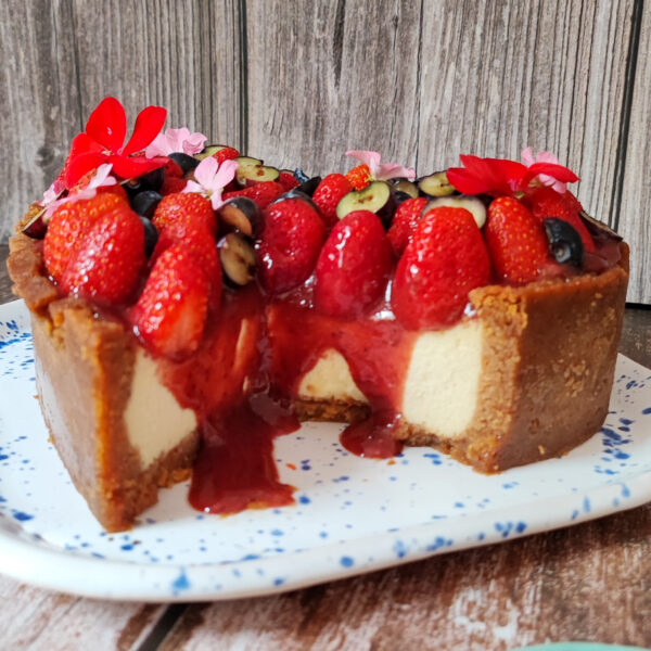 Torta cheesecake con frutos rojos keto / baja en carbohidratos - Image 4