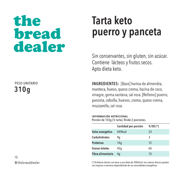 Tarta keto puerro y panceta 14cm - Image 2
