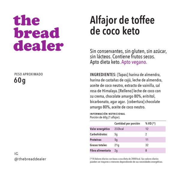Alfajor de toffee de coco keto. Apto vegano - Image 2